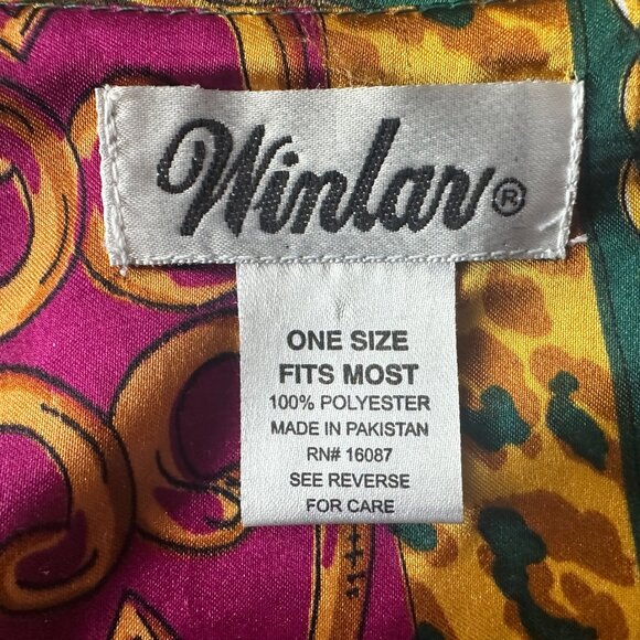 Vintage Winlar Womens One Size Dress Kaftan Satin Floral Animal Print Maxi - Picture 6 of 7
